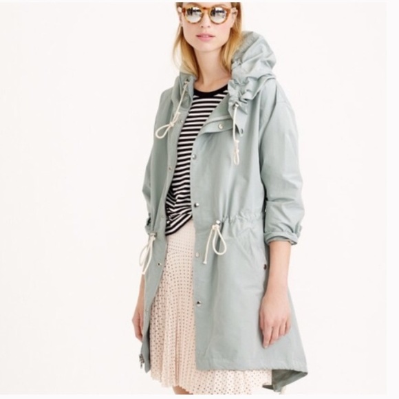 J. Crew Fishtail Anorak minty blue sz m